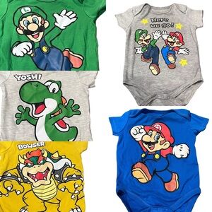 Set of 5 Mario Brothers bodysuits | size 3-6 months